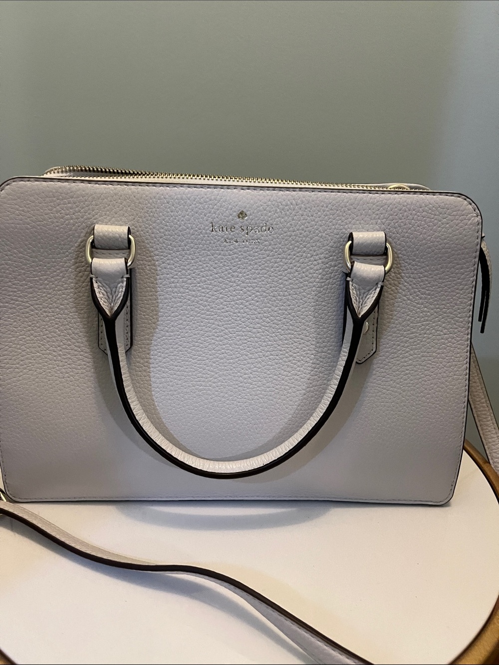kate spade Pebbled Leather Satchel in Light Gray